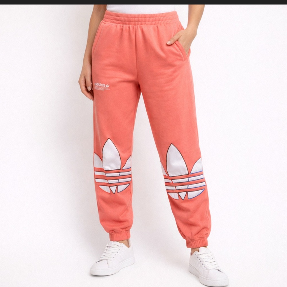 Adidas Women Pink Joggers with  Logo Sz 2XL